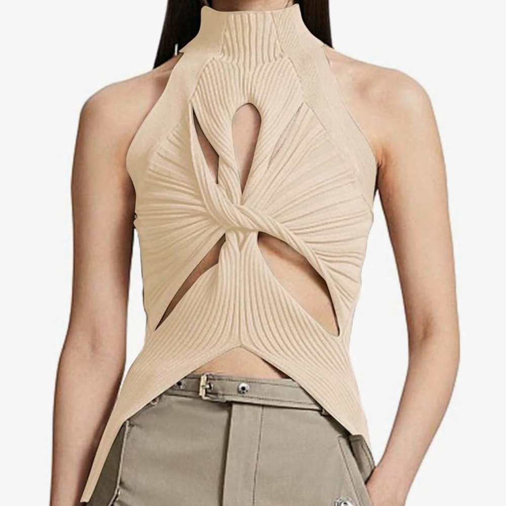 Elegant Cream Halter Top